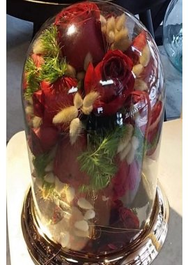 Silindir Fanusta Kırmızı Güller