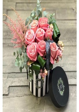 Pembe Güller Silindir Kutuda